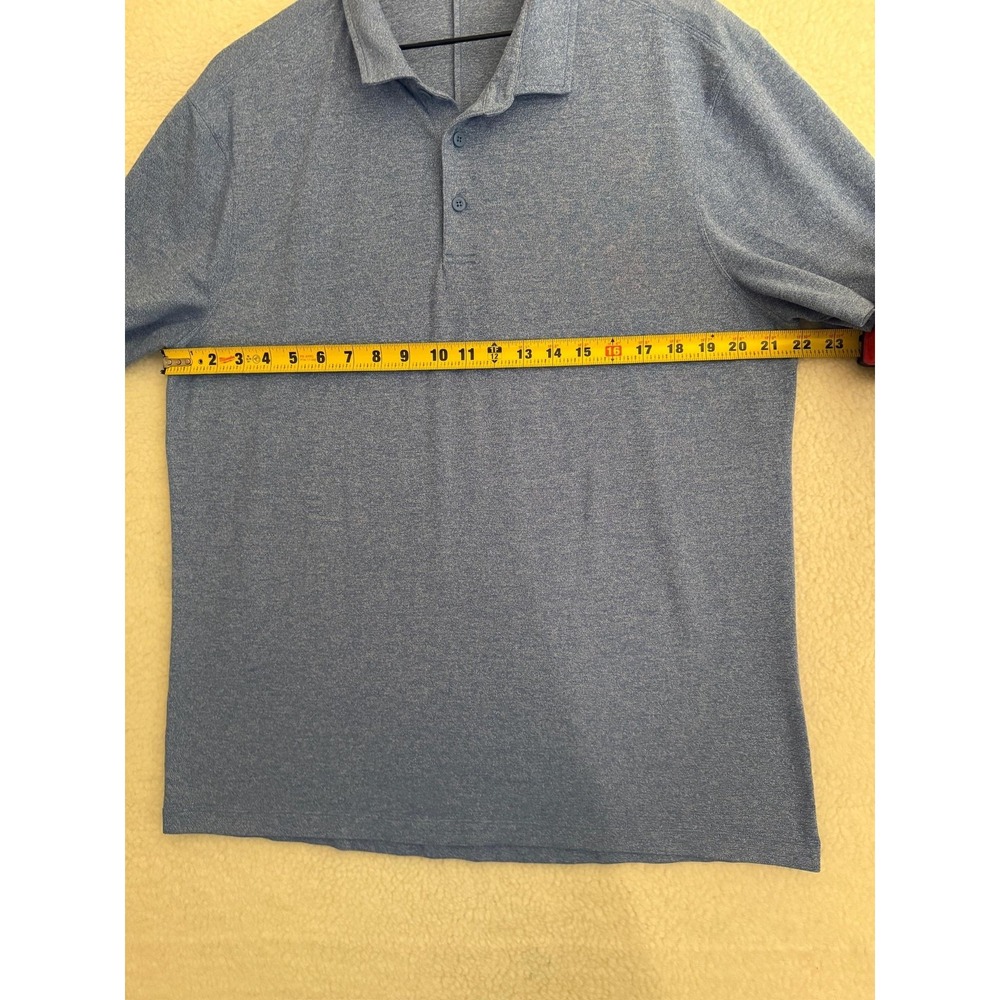 Lululemon Polo Shirt Mens Large Blue Solid Golf Performance Lightweight Knit - Picture 6 of 7